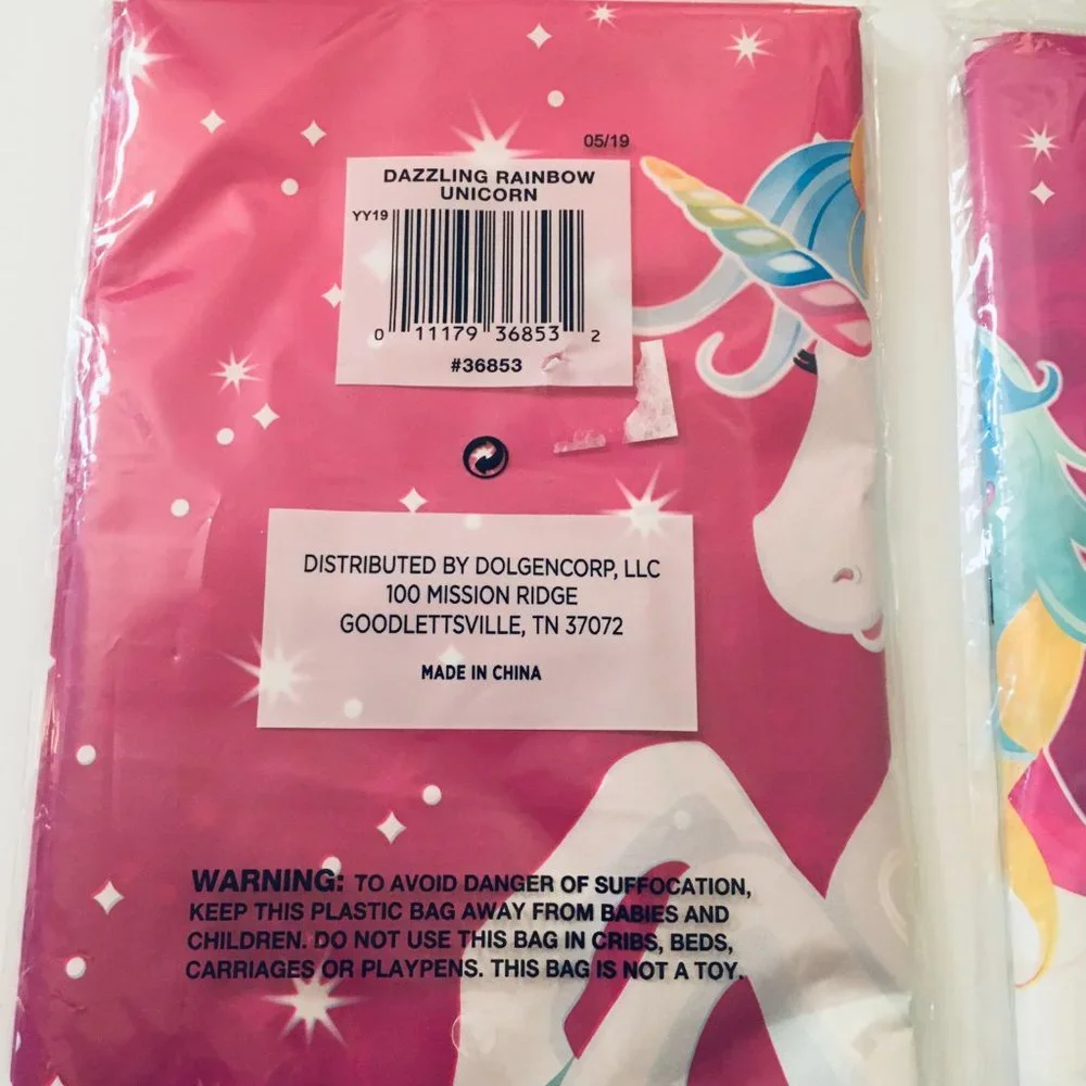 Lot of 4 Pink Unicorn Party Plastic Tablecovers